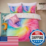 Nice Night 6PCS Swirling Galaxy Dreamy Comforter Set Colorful Rainbow. Fixed Price $94.76.