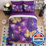 Jameswish 7 Piece Butterflies Comforter Set Twin Size 3D Gold Violet. Fixed Price $97.11.