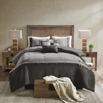 Beautiful Contemporary Ultra Soft 7 Pc Black Grey Pintuck Stripe Comforter Set. Fixed Price $146.32.