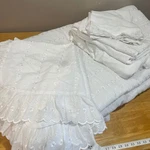 Ellison Vintage White Eyelet Floral Full Comforter Sham And Sheet Set 70/30 Usa. Fixed Price $129.99.
