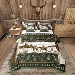 Western Aztec Comforter Set 7 Pieces Size Horse Cowboy Queen Green White. Fixed Price $125.19.