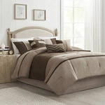 Madison Park Palisades Comforter Set Modern Faux Suede Pieced Stripe Design,.... Fixed Price $115.54.