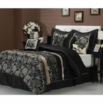 Full Queen Cal King Bed Silver Gray Black Gold Floral Pleat 7 Pc Comforter Set. Fixed Price $168.90.