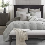 Queen Comforter Set 8 Piece Cotton Duvet Cover Grey Madison Park Removable Size. Fixed Price $439.99.