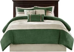 Luxury Green Faux Suede King Comforter Set With Shams & Decorative Pillow. Fixed Price $197.99.