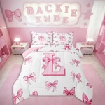 Initial Letter Comforter Teen Women,pink Bow Girls Twin Bedding Set.... Fixed Price $62.54.