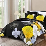 7 Pieces King Yellow Black Comforter Set Bag Floral Bedding Soft Mi. Fixed Price $95.99.
