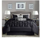 Black Piedmont Tufted Comforter Set (queen) 7PC: Madison Park, Luxury Glam Style. Fixed Price $113.40.