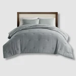 Ienjoy Home Blue Waffle Textured 3-PIECE Comforter Set, Full/queen Size. Fixed Price $51.03.