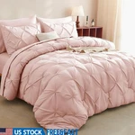 Pinch Pleat Queen Bed Bag Set Comforter Fitted Sheet Pillowcases Soft Cozy. Fixed Price $72.17.