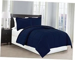 Mk Collection 3PC Full/queen Down Alternative Comforter Set Solid Navy Blue New. Fixed Price $27.34.