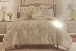 Marquis By Waterford Cream /gold 6PC Comforter Set & Decorative Pillows King. Fixed Price $159.99.