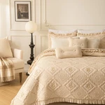Soft Ruffled Quilt Set Vintage Floral Shabby Chic Bedding All Season Bedspread. Fixed Price $45.00.