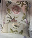 Croscill Daphne Embroidered Beige Floral Decorative Pillows Roped Edge Trim Set. Fixed Price $59.99.
