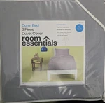 Twin Xl 3PC Set: Room Essentials: Duvet W/insert & Sham, Gray, Nib. Fixed Price $25.00.