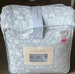 Laura Ashley Blue Floral Cotton Jacquard King Comforter Set. Fixed Price $145.99.