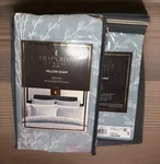 New! Two Fieldcrest Luxury Euro Blue Embroidery Floral Pillow Shams 26 In. Fixed Price $24.99.