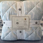 Historic Royal Palaces Pale Blue Bow Damask King Comforter Set 106 X90 Cotton. Fixed Price $89.95.