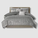 Intelligent Design Gray Raina Metallic 5-PC. Comforter Set, Full/queen. Fixed Price $64.80.