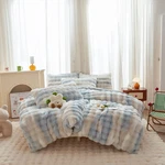 Roscloud Rabbit Plush Kids Girls Blue White Comforter Sets Queen - 3PC Faux Fur. Fixed Price $52.30.