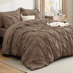 Twin Comforter Set 5 Pieces Brown Pintuck Bag Bedsure Size Bedding Gift. Fixed Price $89.99.