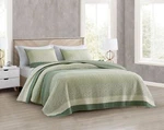 Chezmoi Collection Sage Green Floral Stripe Patchwork Cotton Quilt Bedspread Set. Fixed Price $89.99.