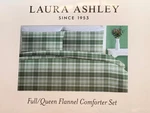 3-PC Laura Ashley Full/queen Mulholland Green Plaid Cotton Flannel Comforter Set. Fixed Price $96.00.