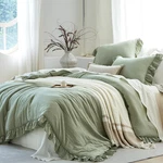Softpage King Comforter Set Sage Green Ruffle 3-PIECE Shabby Chic. Fixed Price $89.99.
