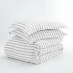 3PC Duvet Cover Set Rugged Stripes With Matching Shams By Kaycie Gray Fashion. Fixed Price $54.99.
