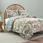 New Anthro Cotton Floral Reversible Boho Queen / King Bedding Quilt & Sham Set. Fixed Price $225.00.