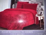 Andy Plush Reversible To Sherpa Quilted Queen Red 3 Piece Comforter Set. Fixed Price $39.99.