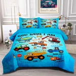 Boys Construction Vehicles Truck Comforter Set Twin,christian Kids God Says Am. Fixed Price $71.99.