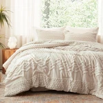 Beige Tufted Comforter Set King Size 3 Pieces Boho Shabby Chic Farm.... Fixed Price $49.78.