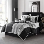 Stratford Park Black And Silver Comforter 7 Pieces Queen Size Striped All. Fixed Price $127.60.