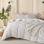 Bupird Comforter Queen Set Striped Grey 100 Soft Washed Microfiber Jacquard 3.... Fixed Price $125.81.