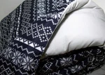 Big One Scotchgard Navy Fair Isle Reversible Down Alternative King Comforter. Fixed Price $28.00.