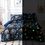 Aqzuxira Glow The Dark Kids Comforter Set, 4 Pieces Blue Dandelion Bedding. Fixed Price $63.50.