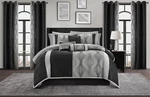 Elegant Black & Silver 15-PIECE California King Comforter Set With Pillows Cur. Fixed Price $229.99.