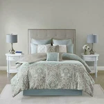 New! Elegant Chic Brown Grey Sea Foam Teal Modern Green Blue Comforter Set. Fixed Price $168.32.