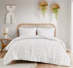 Queen Comforter Set, Clipped Jacquard Chic Pompoms Accent. Fixed Price $84.00.