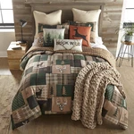 Lodge Comforter Bedding With Green Forest Design 3-PIECE King Set, Include. Fixed Price $186.99.
