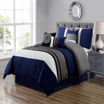 Grand Linen 7 Piece Navy Blue/grey/black/white Scroll Embroidery Bed Bag. Fixed Price $126.73.
