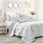 Lush Cor Aprile King Set Botanical Reversible Quilted Polyester. Fixed Price $35.00.