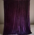 Dark Purple Eggplant Crushed Velvet Curtains 45X80" Panel Set Blackout. Fixed Price $46.00.