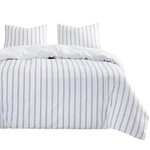 Wake Cloud - Striped Comforter Set, Ticking Vertical Pinstripe Neut.... Fixed Price $38.95.