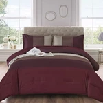 Wongs Bedding Burgundy Comforter Set King, Reversible Stripe Down Al.... Fixed Price $47.14.