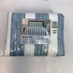Truly Soft Aiden Full Queen Size Quilt Set Blue Stripe 2 Standard Shams Bedding. Fixed Price $44.99.