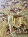 Vintage Wamsutta Yellow Floral Stripes King Comforter Set 2 Shams Ruffle. Fixed Price $150.00.