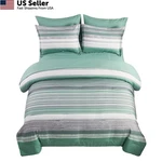 Kakijumn Piece Bed In Bag Stripe Comforter FULL(7 Set), Sage Green. Fixed Price $89.02.