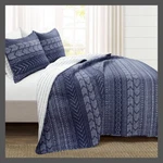 Lush Decor Hygge Geometric Navy Blue 100% Cotton King Quilt Set 3PC. Fixed Price $59.99.